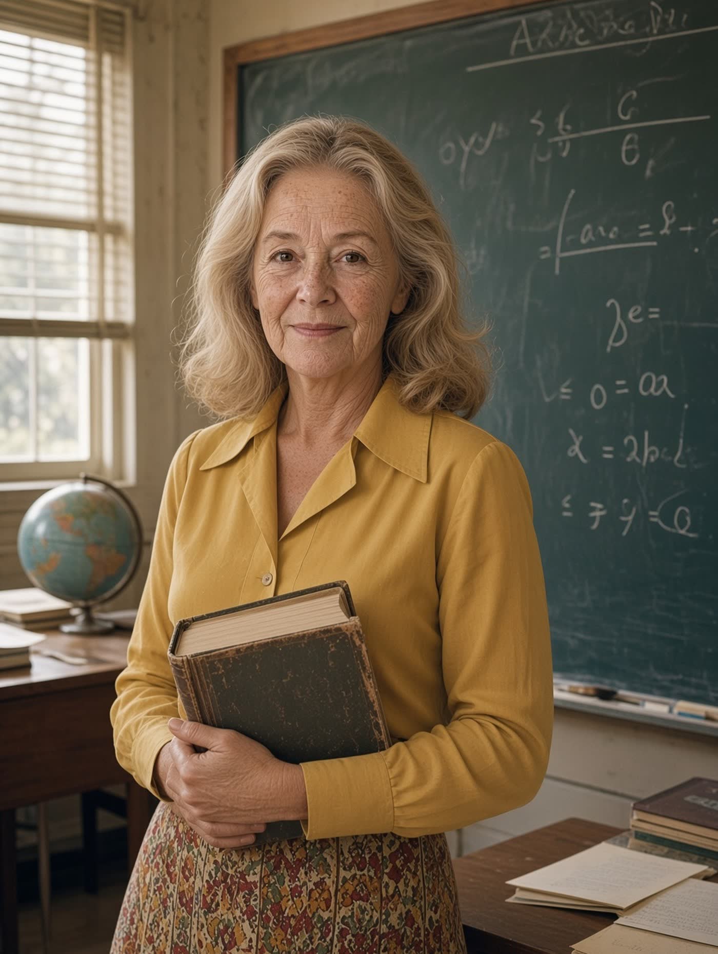 First classroom. She kept the attendance book in a drawer for forty years.